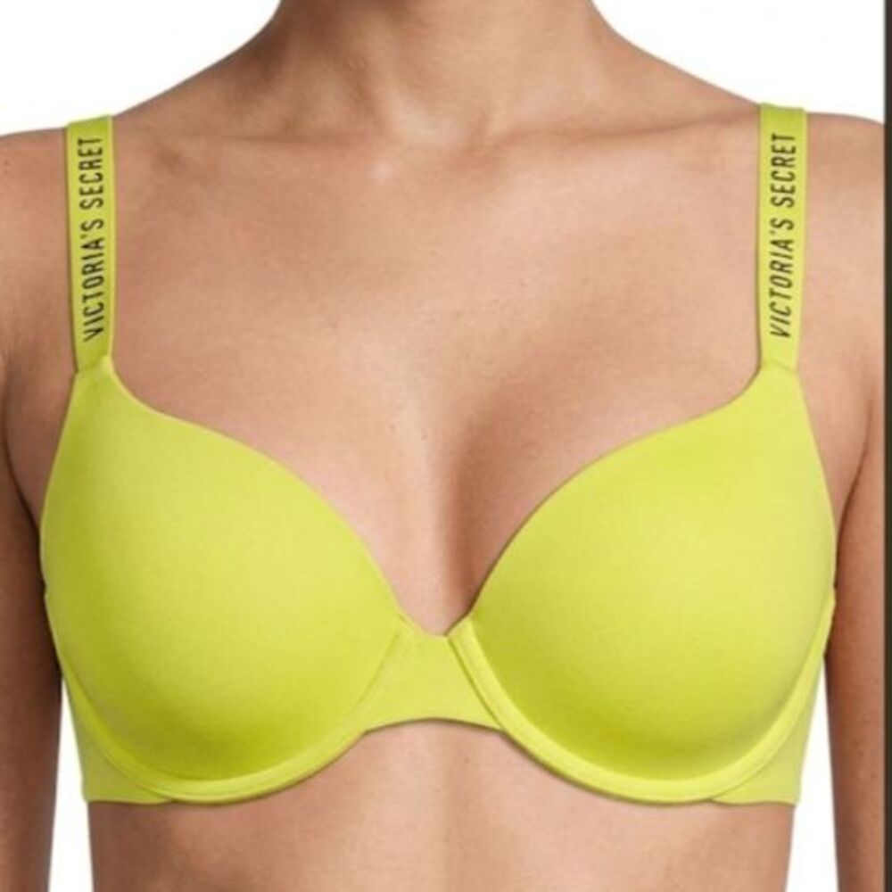 Victoria’s Secret Yellow-Green T-Shirt Push Up Full Coverage Underwire Bra 36D